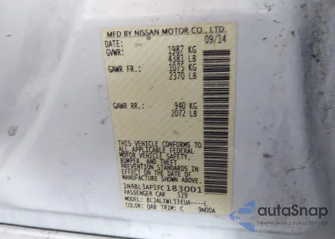 2015 Nissan Altima 3.5 Sl z USA, uszkodzony, nr VIN 1N4BL3AP1FC183001